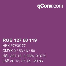 カラーコード: RGB 127 60 119 | qconv.com