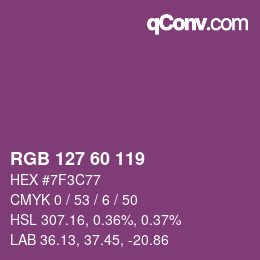 Color code: RGB 127 60 119 | qconv.com