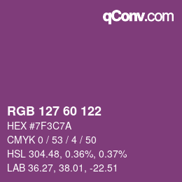 カラーコード: RGB 127 60 122 | qconv.com