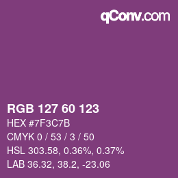 颜色代码: RGB 127 60 123 | qconv.com