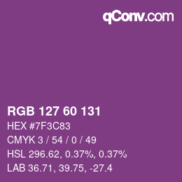 カラーコード: RGB 127 60 131 | qconv.com