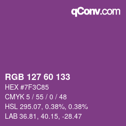 カラーコード: RGB 127 60 133 | qconv.com
