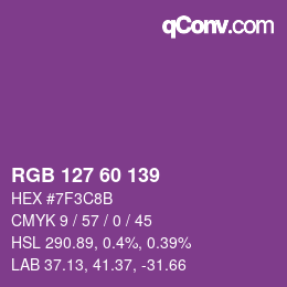 颜色代码: RGB 127 60 139 | qconv.com