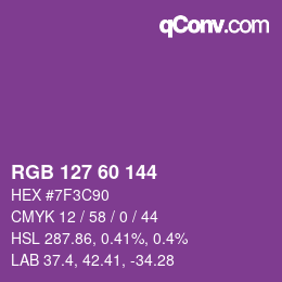 カラーコード: RGB 127 60 144 | qconv.com
