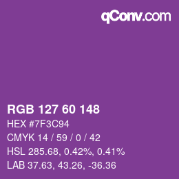 カラーコード: RGB 127 60 148 | qconv.com