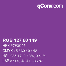 颜色代码: RGB 127 60 149 | qconv.com