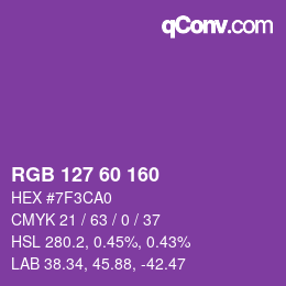 颜色代码: RGB 127 60 160 | qconv.com