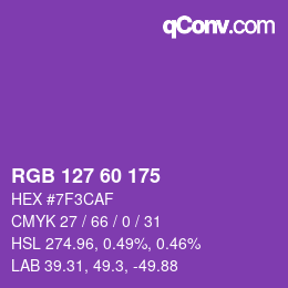颜色代码: RGB 127 60 175 | qconv.com