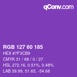 颜色代码: RGB 127 60 185 | qconv.com