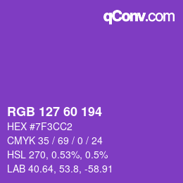 Color code: RGB 127 60 194 | qconv.com
