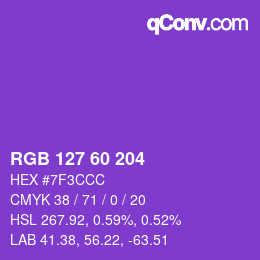 カラーコード: RGB 127 60 204 | qconv.com