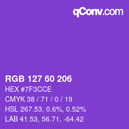 颜色代码: RGB 127 60 206 | qconv.com