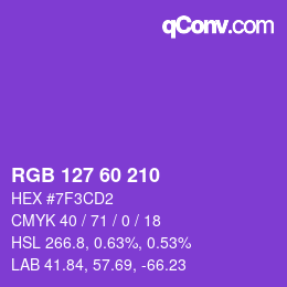 カラーコード: RGB 127 60 210 | qconv.com