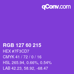 カラーコード: RGB 127 60 215 | qconv.com