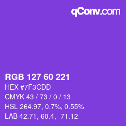 颜色代码: RGB 127 60 221 | qconv.com