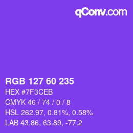 カラーコード: RGB 127 60 235 | qconv.com