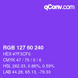 カラーコード: RGB 127 60 240 | qconv.com
