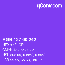 颜色代码: RGB 127 60 242 | qconv.com