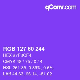カラーコード: RGB 127 60 244 | qconv.com