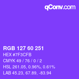 カラーコード: RGB 127 60 251 | qconv.com