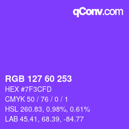 颜色代码: RGB 127 60 253 | qconv.com