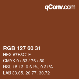 カラーコード: RGB 127 60 31 | qconv.com