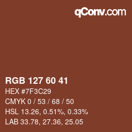 Color code: RGB 127 60 41 | qconv.com