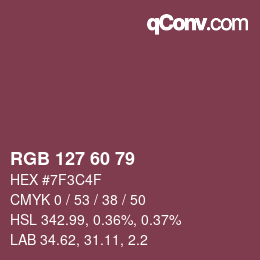 カラーコード: RGB 127 60 79 | qconv.com