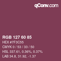 カラーコード: RGB 127 60 85 | qconv.com
