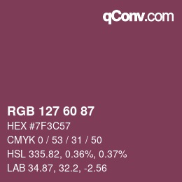 カラーコード: RGB 127 60 87 | qconv.com