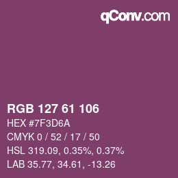 颜色代码: RGB 127 61 106 | qconv.com