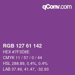 Color code: RGB 127 61 142 | qconv.com