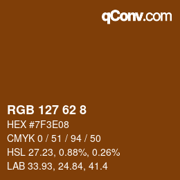 Color code: RGB 127 62 8 | qconv.com