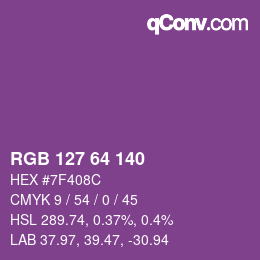 カラーコード: RGB 127 64 140 | qconv.com