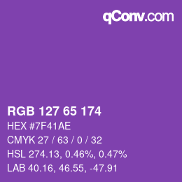 Color code: RGB 127 65 174 | qconv.com