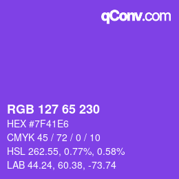 Color code: RGB 127 65 230 | qconv.com