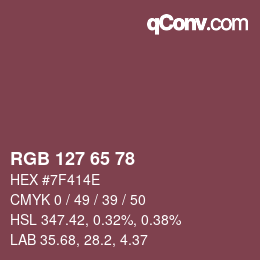 カラーコード: RGB 127 65 78 | qconv.com
