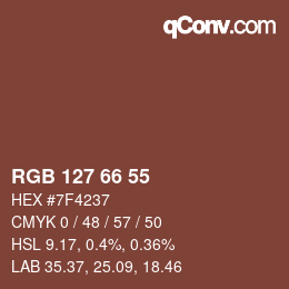 カラーコード: RGB 127 66 55 | qconv.com