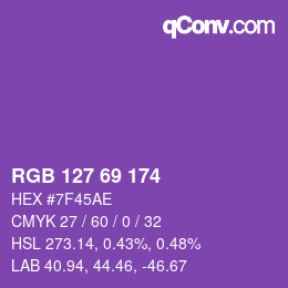 Color code: RGB 127 69 174 | qconv.com