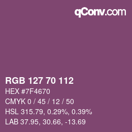 カラーコード: RGB 127 70 112 | qconv.com