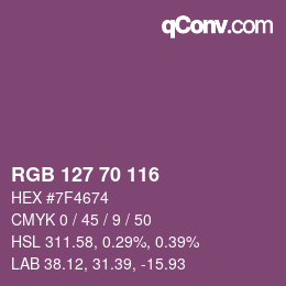 Color code: RGB 127 70 116 | qconv.com