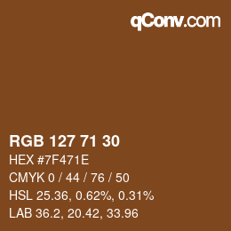 颜色代码: RGB 127 71 30 | qconv.com