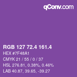 カラーコード: RGB 127 72.4 161.4 | qconv.com