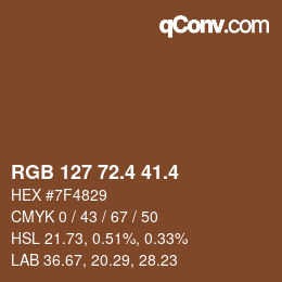 カラーコード: RGB 127 72.4 41.4 | qconv.com