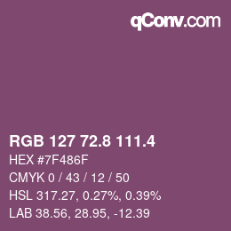 カラーコード: RGB 127 72.8 111.4 | qconv.com