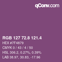 カラーコード: RGB 127 72.8 121.4 | qconv.com