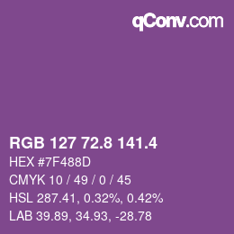 カラーコード: RGB 127 72.8 141.4 | qconv.com