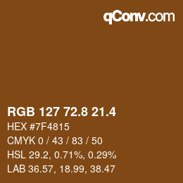 カラーコード: RGB 127 72.8 21.4 | qconv.com