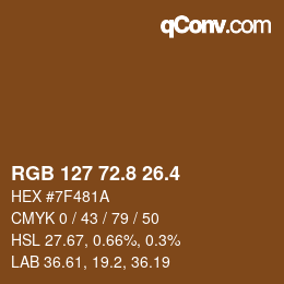 カラーコード: RGB 127 72.8 26.4 | qconv.com