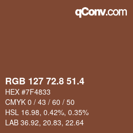 カラーコード: RGB 127 72.8 51.4 | qconv.com